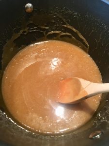 Photo of butter, sugar, corn syrup mixture.
