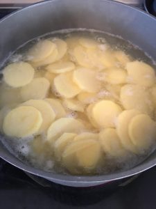 Photo of boiling potatoes.
