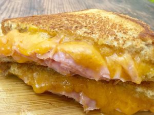 Photo of grilled ham and cheese sandwich.