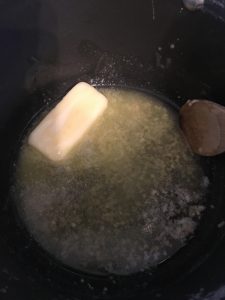 Melting butter. 