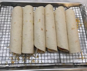 Hot dog quesadillas before baking.