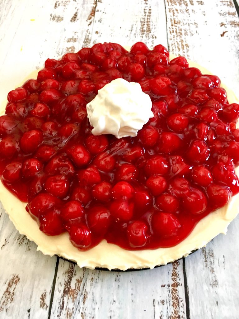 No Bake Cheesecake with Cherry Topping.