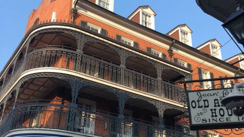 Outside view of the Royal Sonesta Hotel on Bourbon St. in New Orleans.