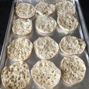 Photo of split English Muffins.