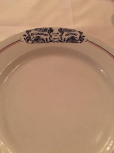 Photo of custom plate at Antoine's Restaurant New Orleans.