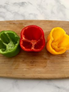 Photo of cleaned out bell peppers. 