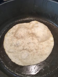 Photo of frying tortilla.