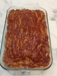 Photo of unbaked country meatloaf.