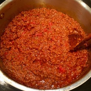 Photo of bolognese meat sauce.