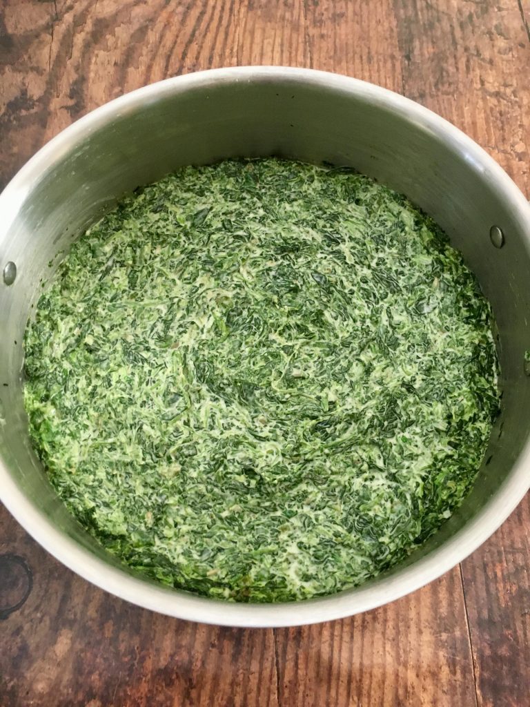 Photo of creamed spinach. Steakhouse creamed spinach. 