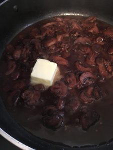 Add butter to the Marsala mushroom sauce.
