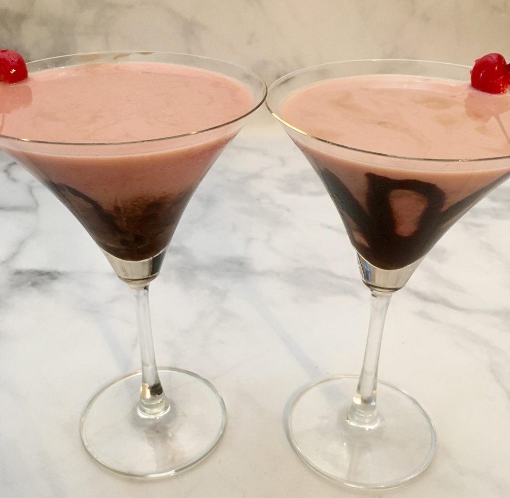 Chocolate Drizzled Cherry Martinis.