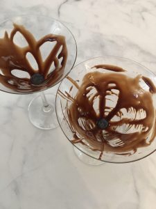 Chocolate drizzled martini glasses. 