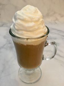 Irish Cream Coffee with Whipped Cream. 
