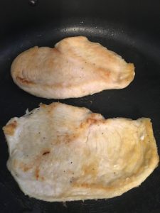 Pan cooked chicken.