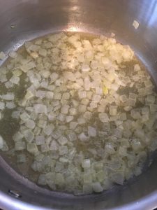Onions cooking in butter. 