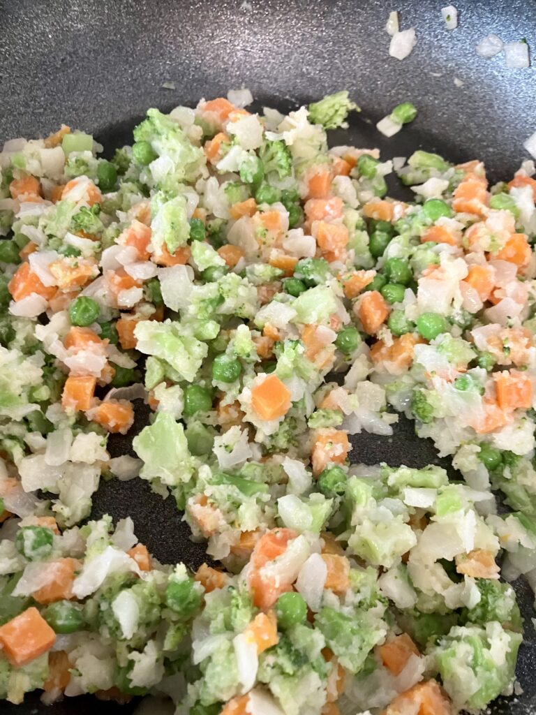 Vegetables cooking with flour.