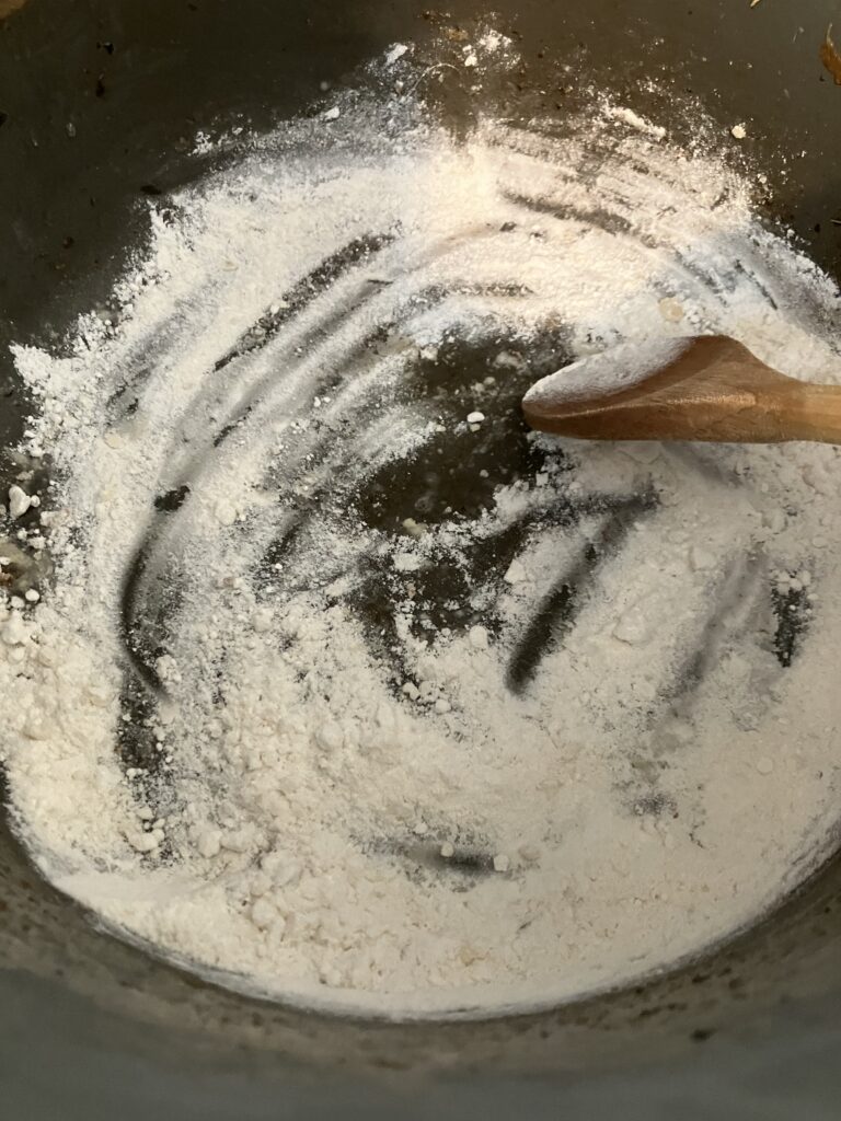 Cooking flour for roux. 