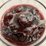 Cherry pie filling from frozen cherries.