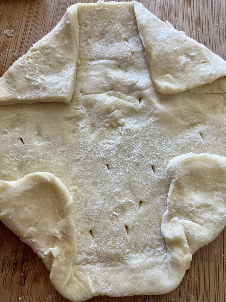 Puff pastry with edges folded. 