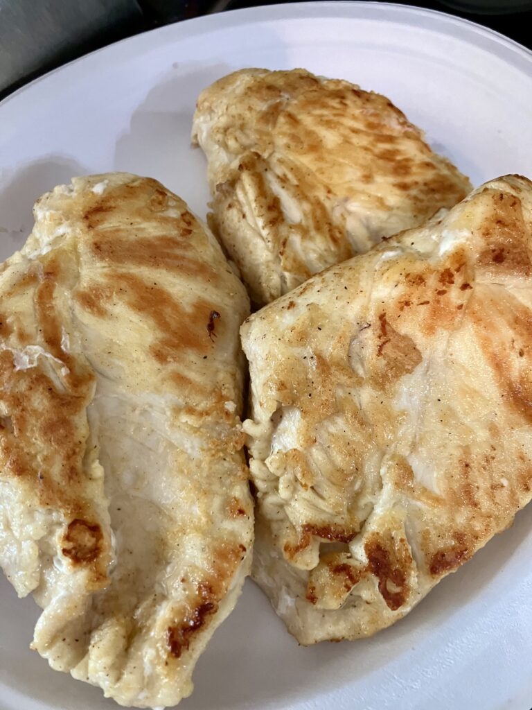Pan cooked chicken breasts. 