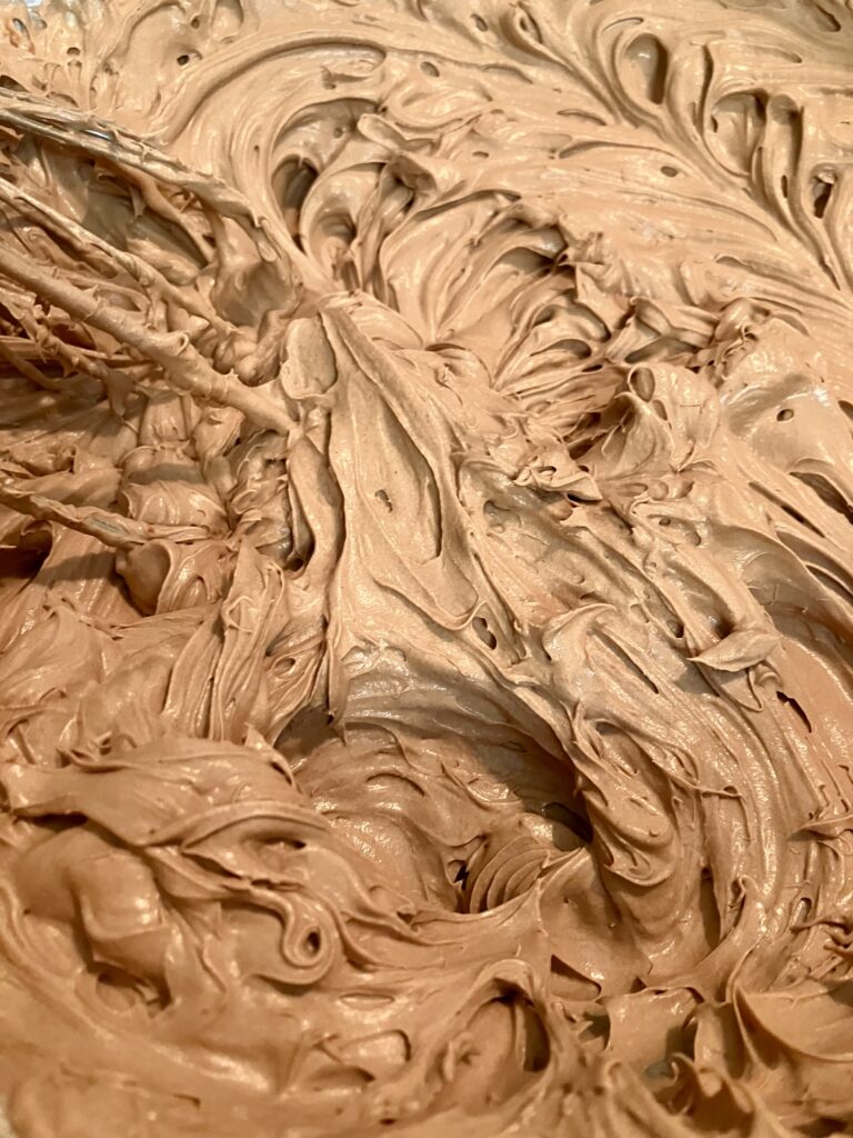 Cocoa powder whisked into the ice cream base.
