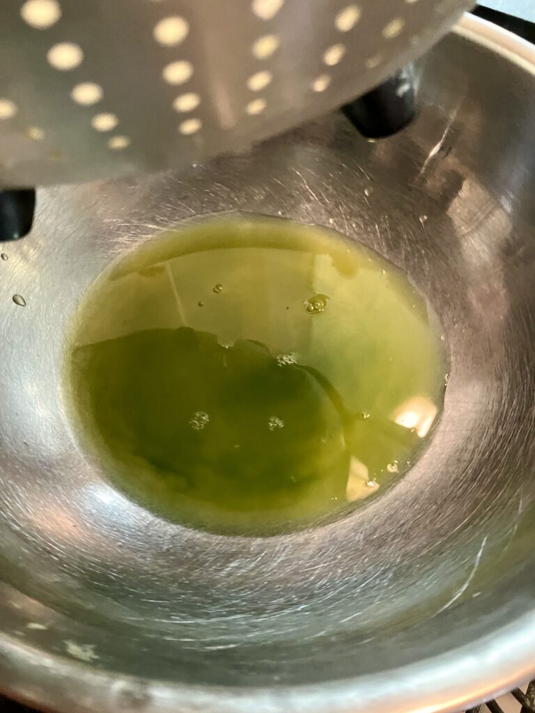 Liquid released by zucchini. 