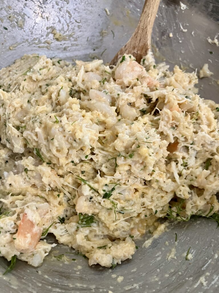 Crab and shrimp mixture. 