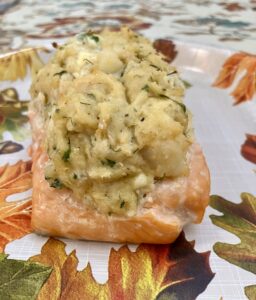 Crab and Shrimp Stuffed Salmon.