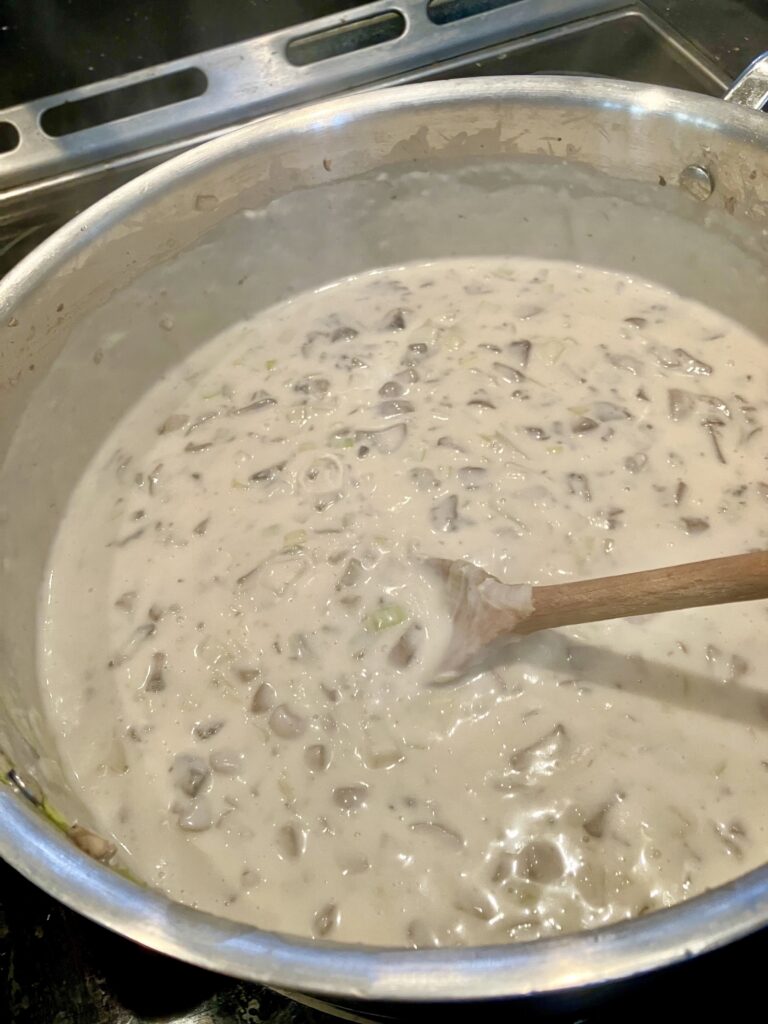 Mushroom gravy for pot pie.