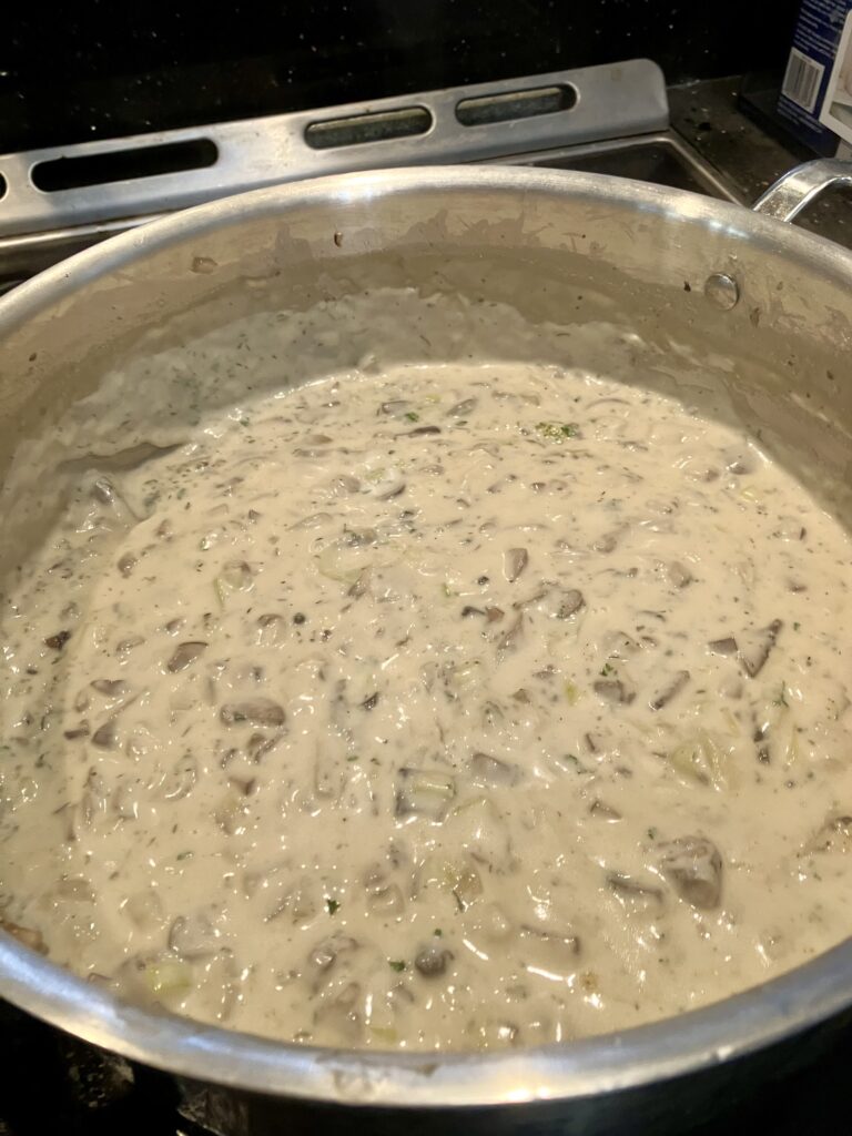 Mushroom gravy for pot pie.