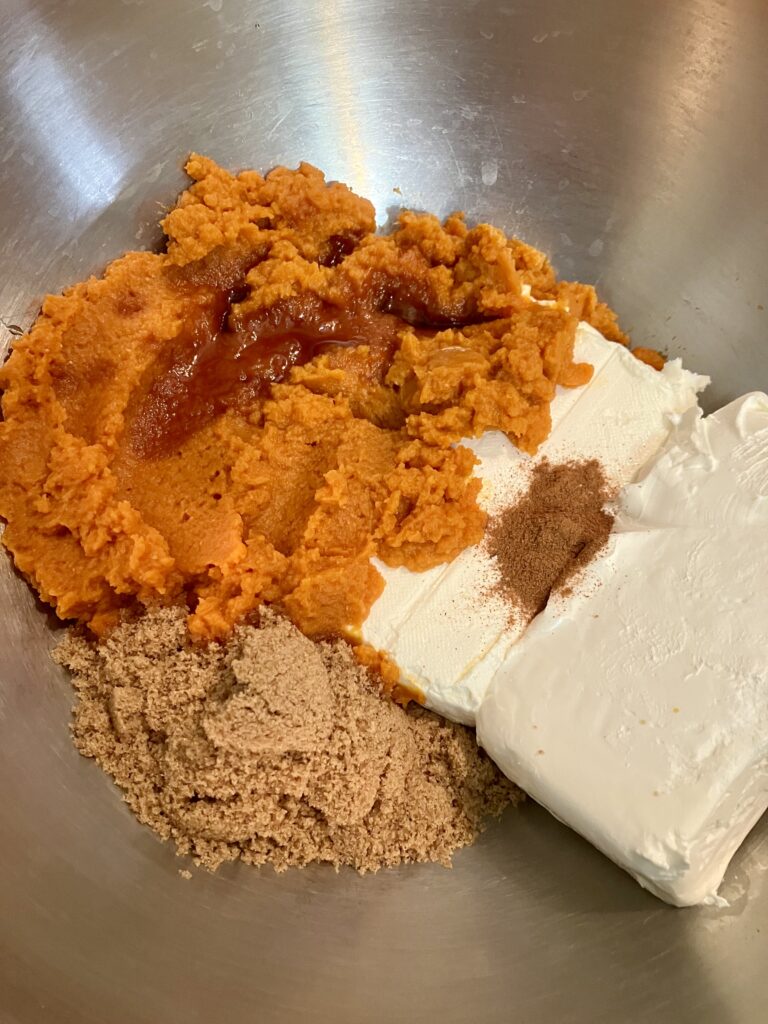 Pumpkin puree, cream cheese, and spices