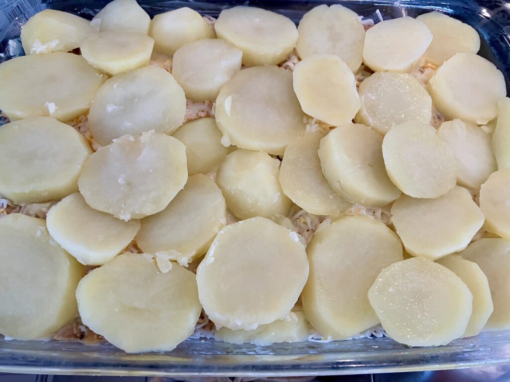 Layer four: more potatoes. 