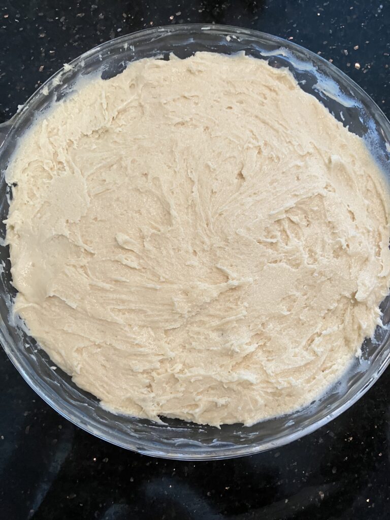 Pour cake mixture into prepared dish. 