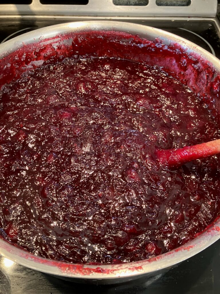 Whole Berry Cranberry Sauce (Homemade Cranberry Sauce) after one hour of cooking.