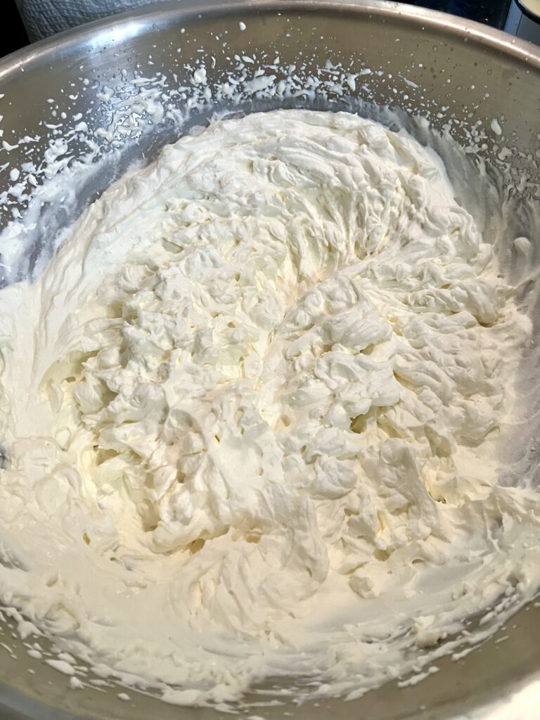 Whipped heavy cream. 