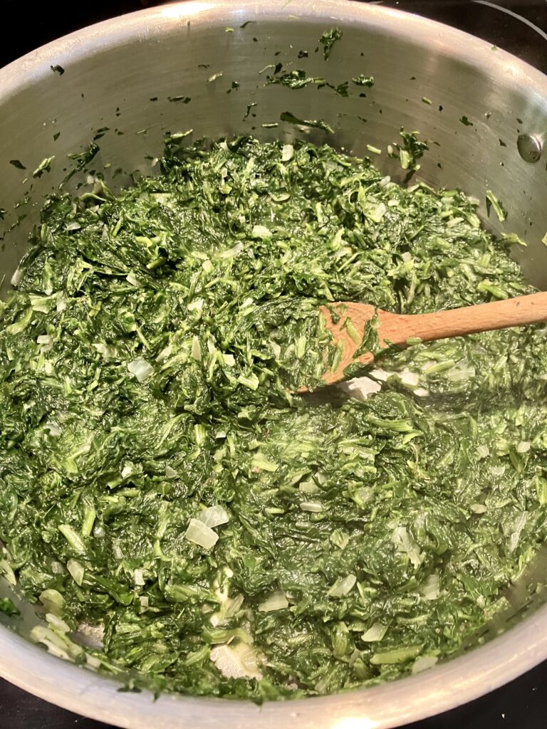 Spinach with dill weed and herbs. 