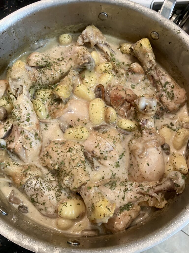Chicken Fricassee with Gnocchi Dumplings 