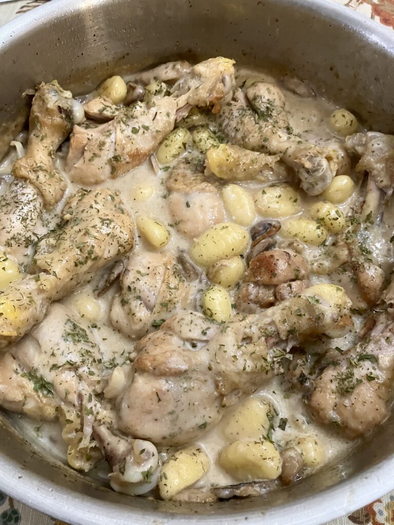 Chicks Fricassee with Gnocchi Dumplings 