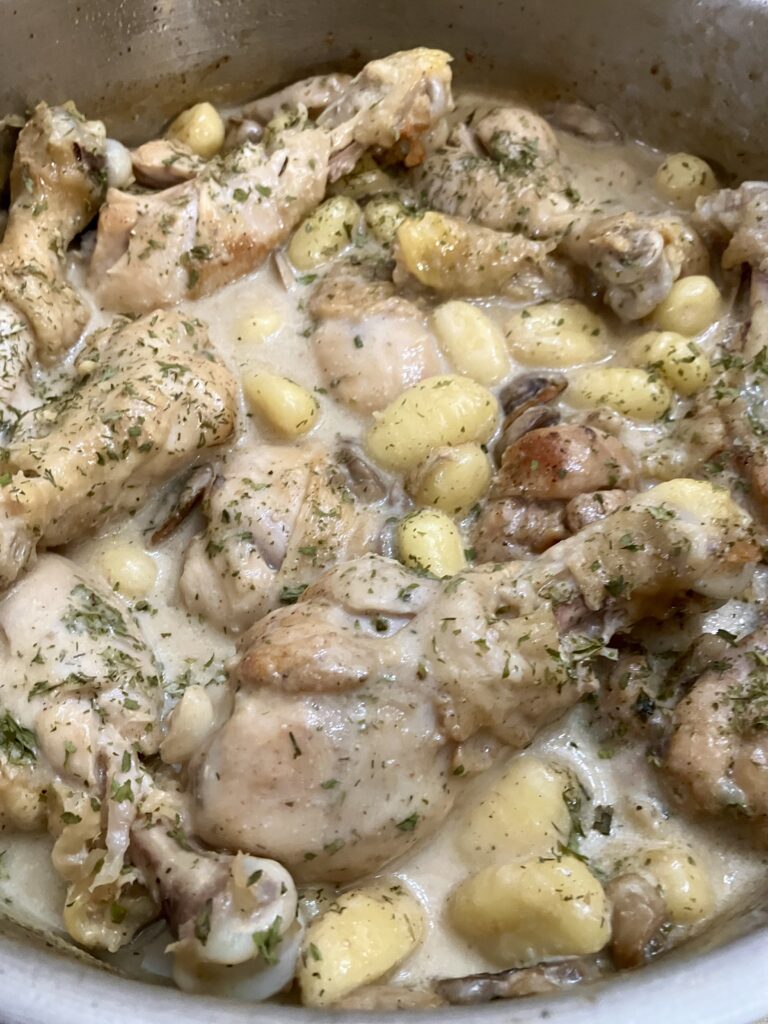 Chicken Fricassee with Gnocchi Dumplings 